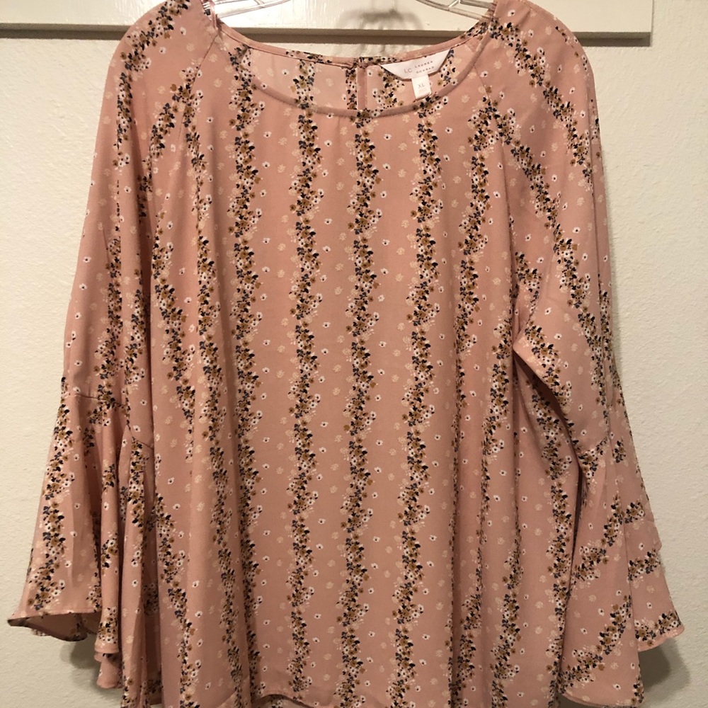 Lauren Conrad pink flaired sleeve blouse